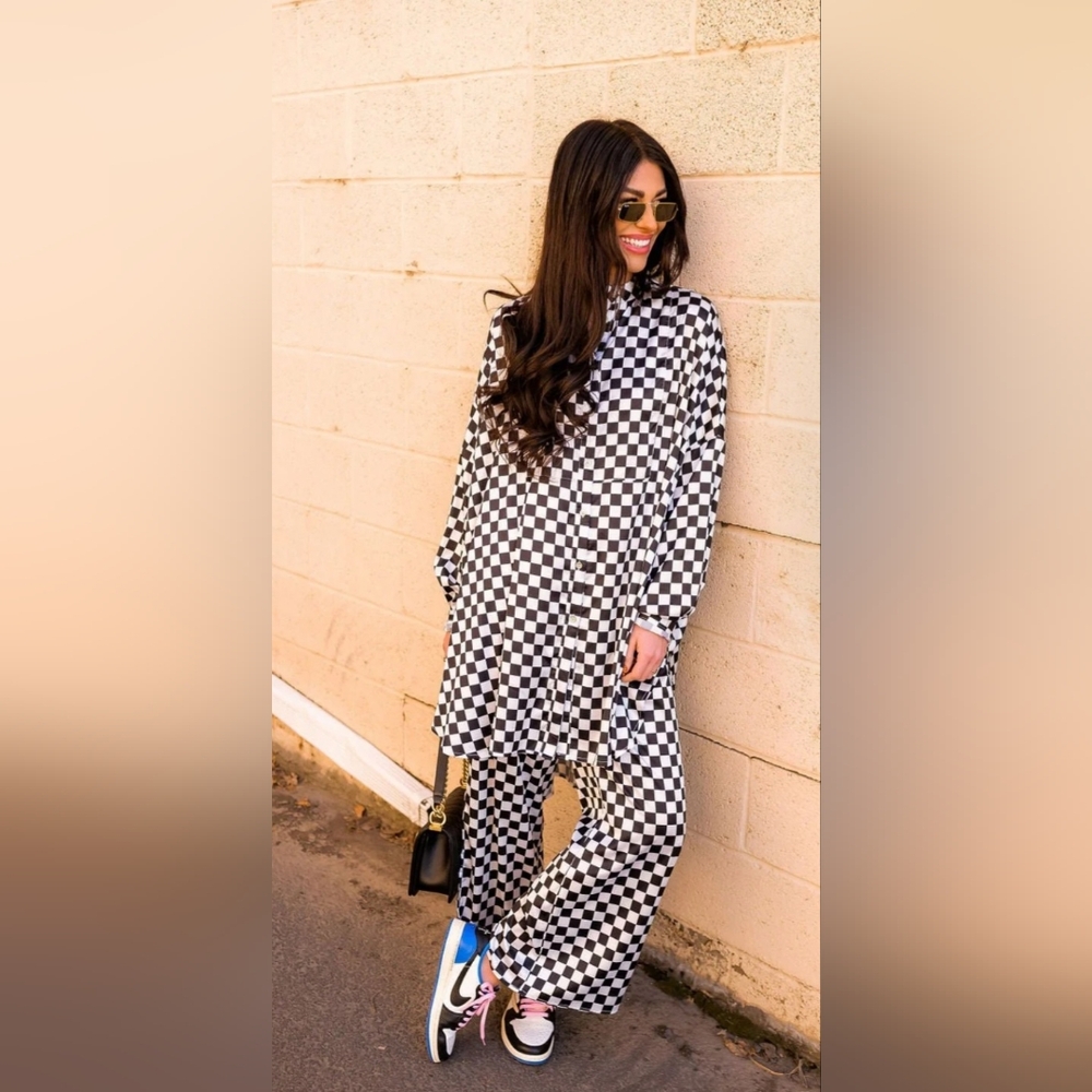 Dressed in LALA Black and White Checkered Set